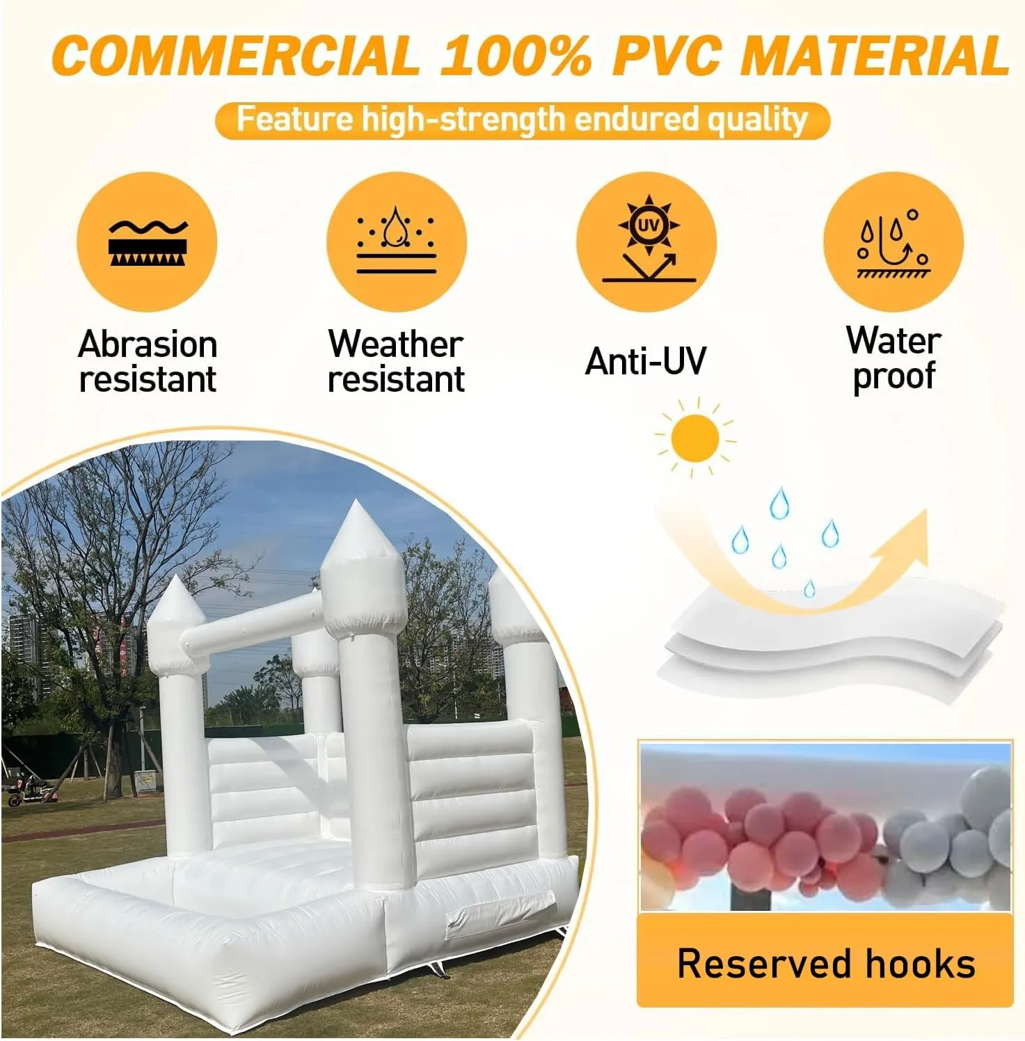 10FT Large PVC Inflatable Bounce House with a Fun-Filled Ball Pit, an Ideal Bounce Castle for Kids, Comes with a Powerful Blower, Perfect for Wedding Party Entertainment