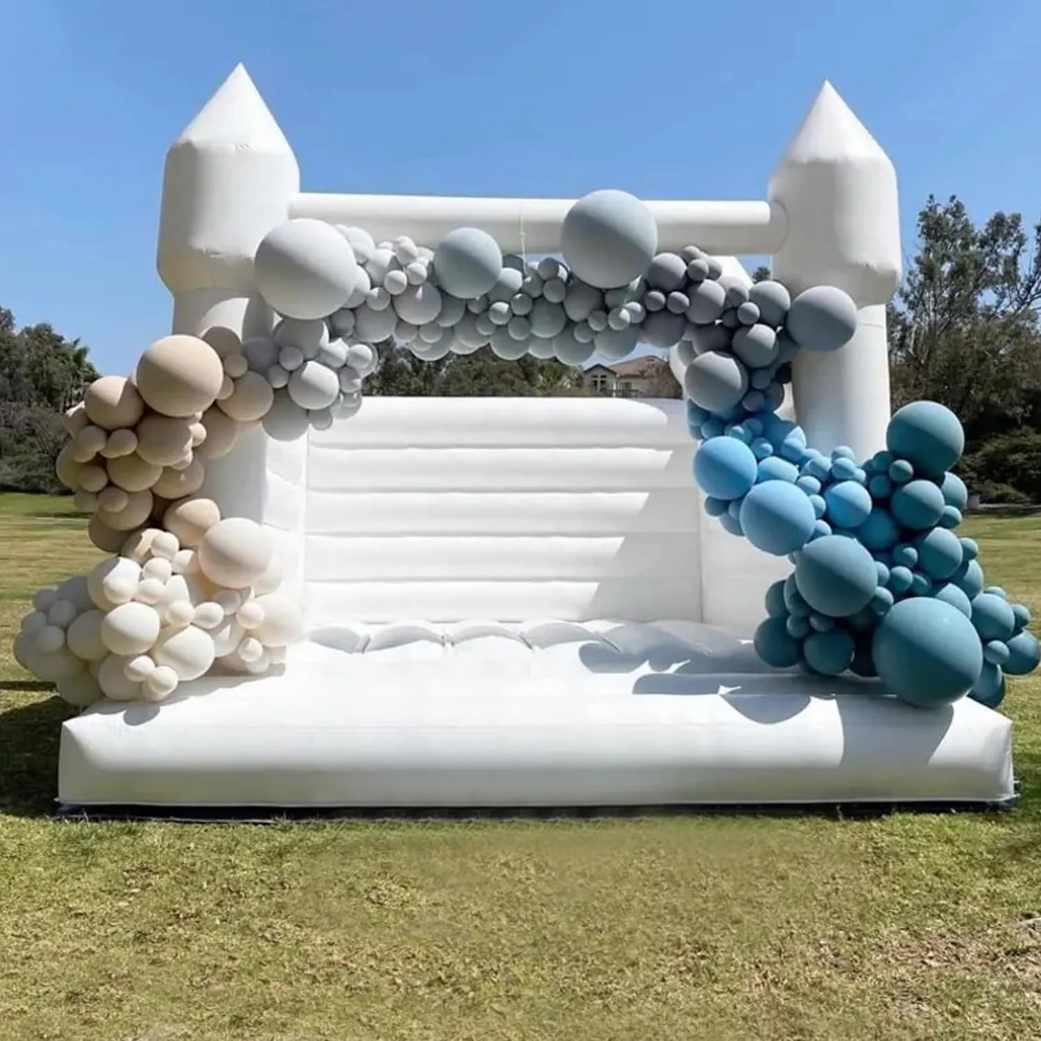 13ft White Inflatable Bounce House for Adults Kids, Large Commercial Grade PVC Bouncy Castle Jumping Bed with Air Blower Party Wedding