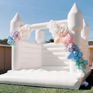 13ft White Inflatable Bounce House for Adults Kids, Large Commercial Grade PVC Bouncy Castle Jumping Bed with Air Blower Party Wedding