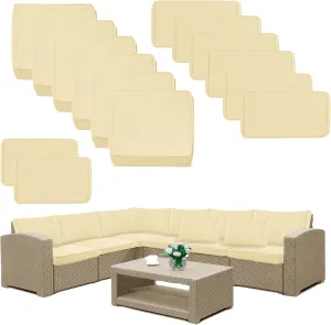 14 Pack Patio Cushion Covers Set Outdoor Cushion and Pillow Replacement for 7 Pieces 6 Seater Funiture Conversation Set Sectional Waterproof Patio Cushion Slipcovers Set Biege COVERS ONLY