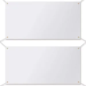 2 Pieces Large Banners Signs Polyester Oxford Cloth Sublimation Banner with Rope for Indoor Wall Outdoor Easy Hang Sign DIY Banner Sign for Business Office Supply (White,2 x 4 Feet)