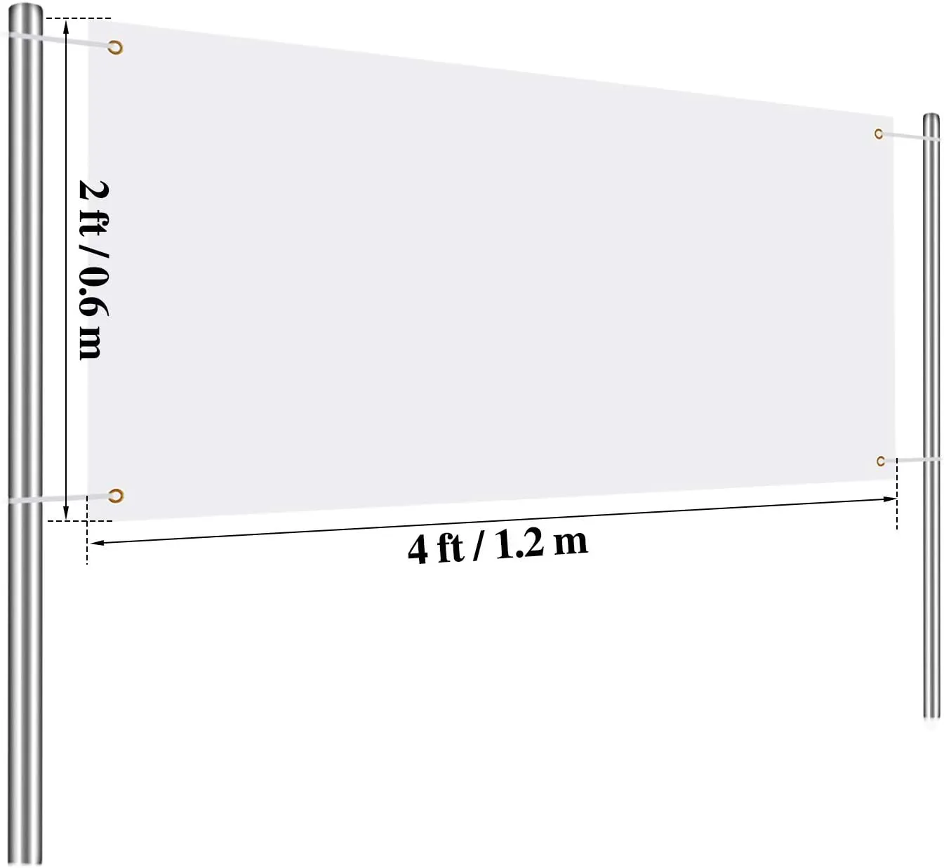 2 Pieces Large Banners Signs Polyester Oxford Cloth Sublimation Banner with Rope for Indoor Wall Outdoor Easy Hang Sign DIY Banner Sign for Business Office Supply (White,2 x 4 Feet)