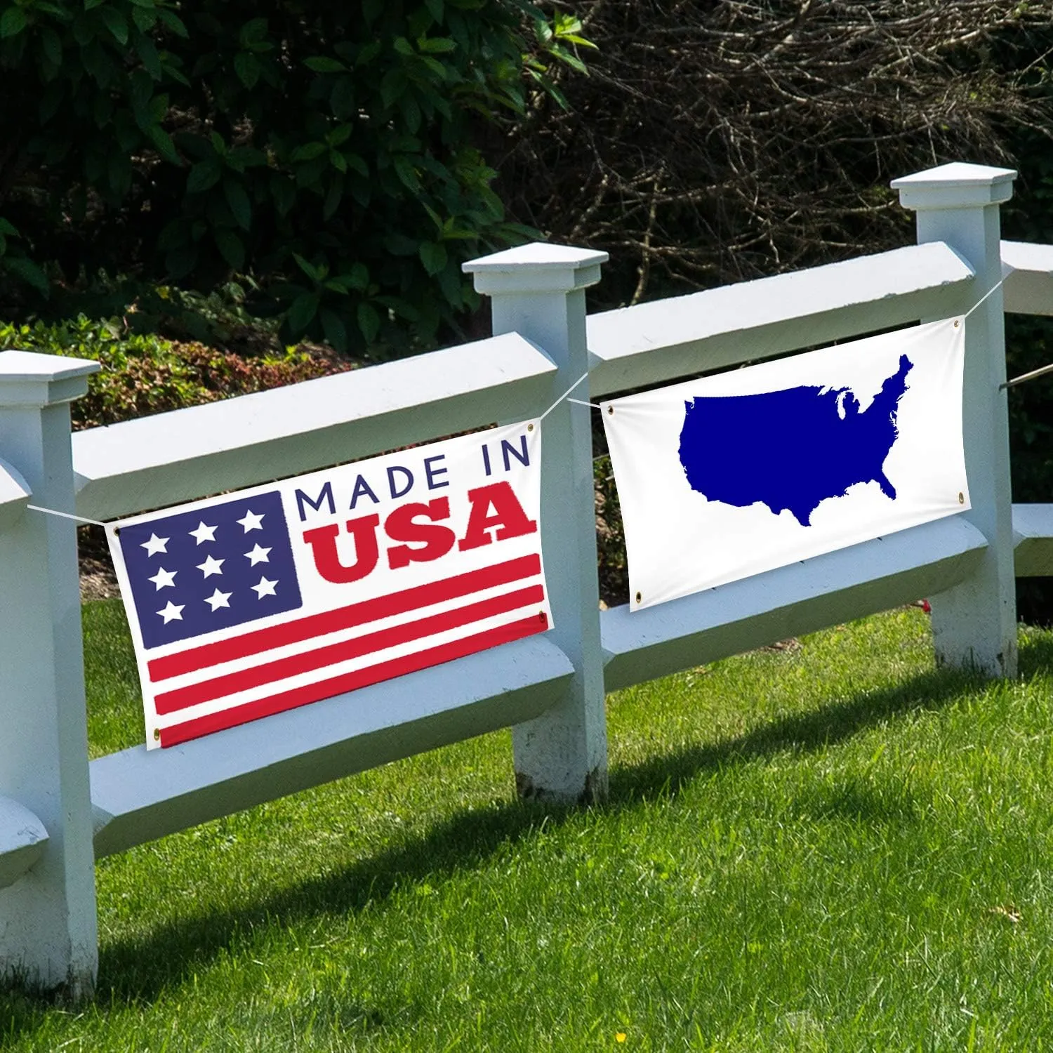 2 Pieces Large Banners Signs Polyester Oxford Cloth Sublimation Banner with Rope for Indoor Wall Outdoor Easy Hang Sign DIY Banner Sign for Business Office Supply (White,2 x 4 Feet)
