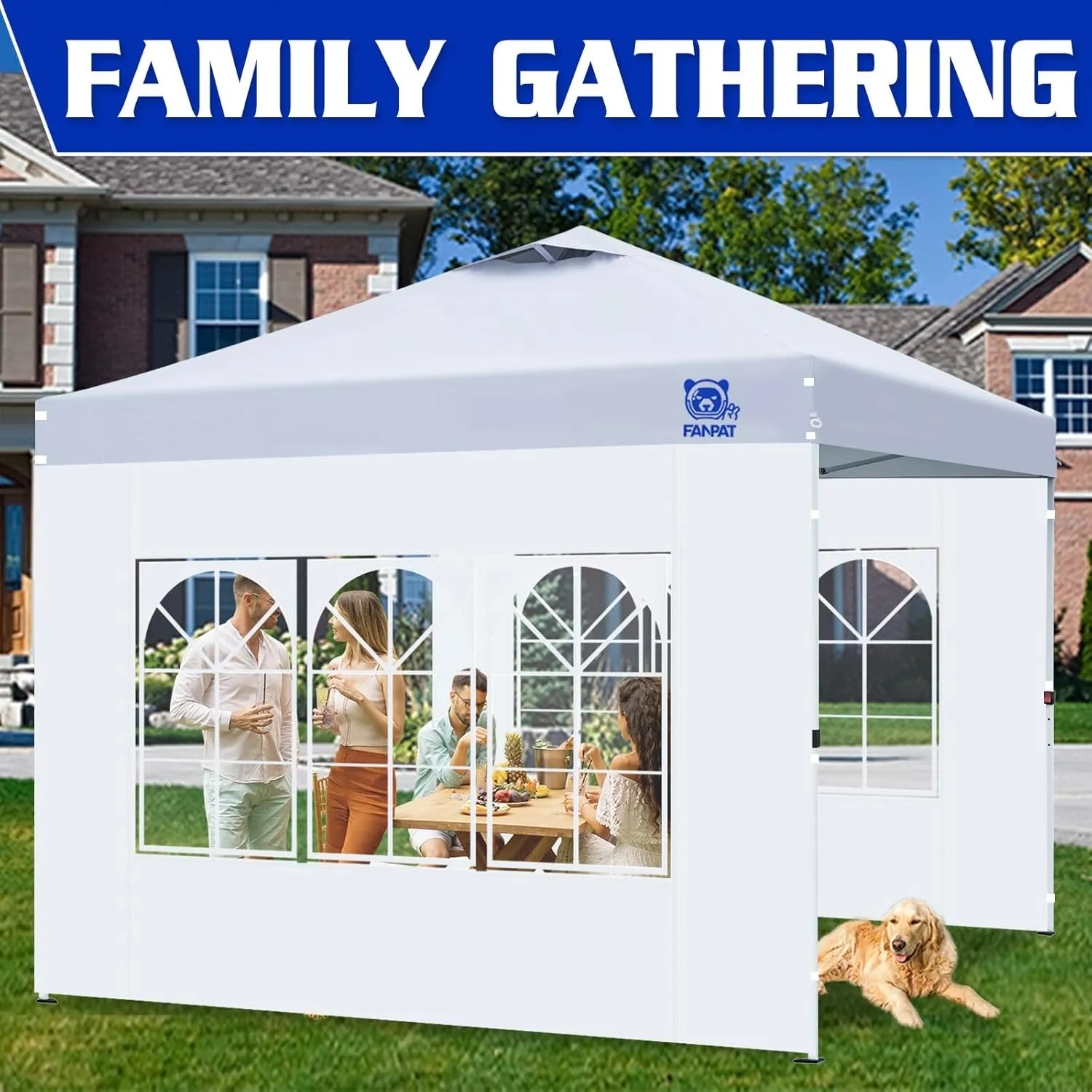 2Pcs Instant Canopy Tent Sidewalls for 10x10 Pop-Up Canopy, Garden Gazebo, 210D Oxford Fabric Waterproof, White (Canopy Tent NOT Included)