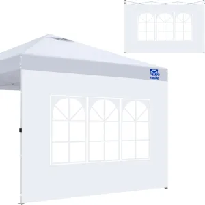 2Pcs Instant Canopy Tent Sidewalls for 10x10 Pop-Up Canopy, Garden Gazebo, 210D Oxford Fabric Waterproof, White (Canopy Tent NOT Included)