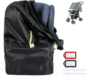 46'' X 32'' Waterproof Stroller Bag for Airplane, Durable Large Stroller Bag for Airplane Travel, Fits Most Sizes with Shoulder Straps and 2 Luggage Tags