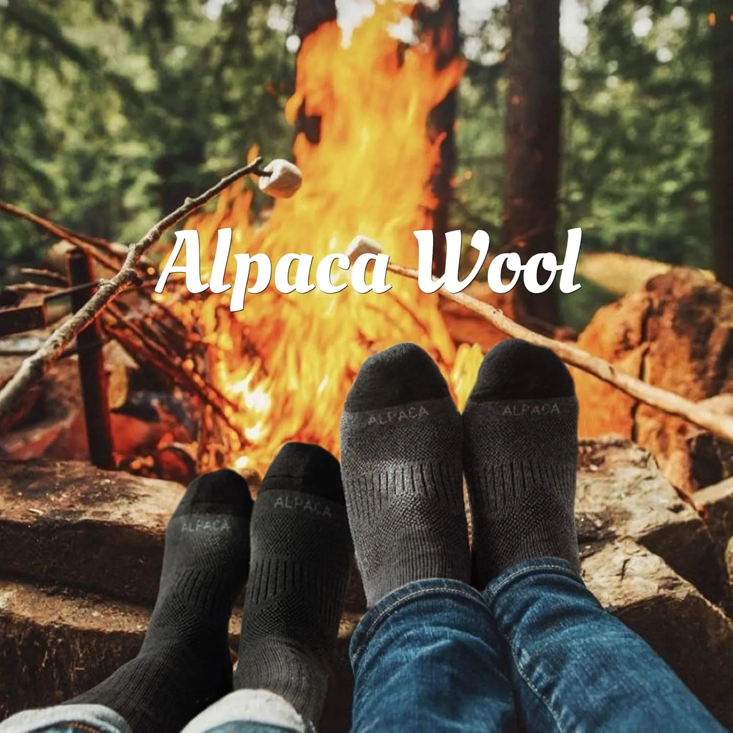 Alpaca Wool Hunting Socks 2 pairs for Men and Women,Thermal Warm Compression Padded Thick Winter Hiking Boot Socks