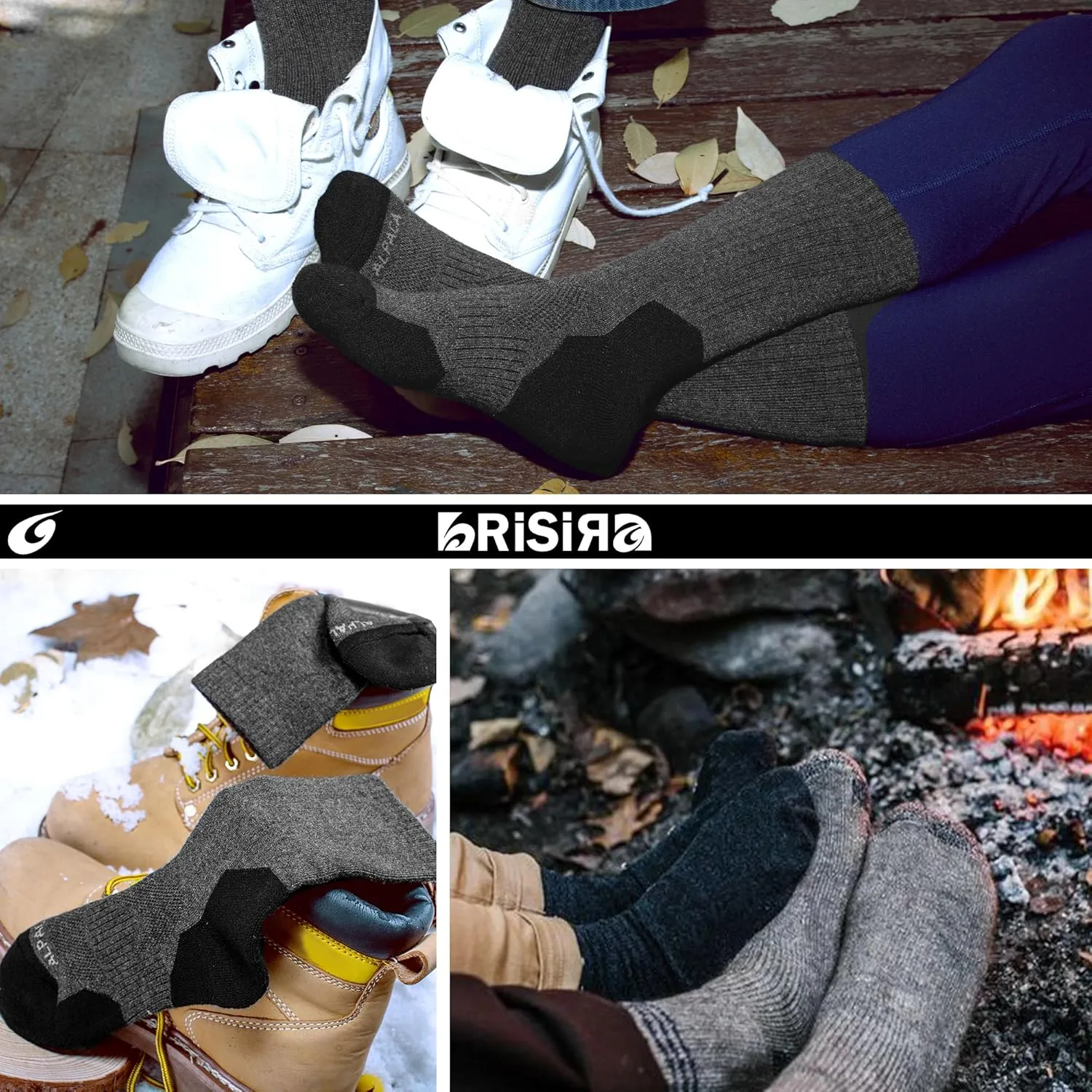Alpaca Wool Hunting Socks 2 pairs for Men and Women,Thermal Warm Compression Padded Thick Winter Hiking Boot Socks