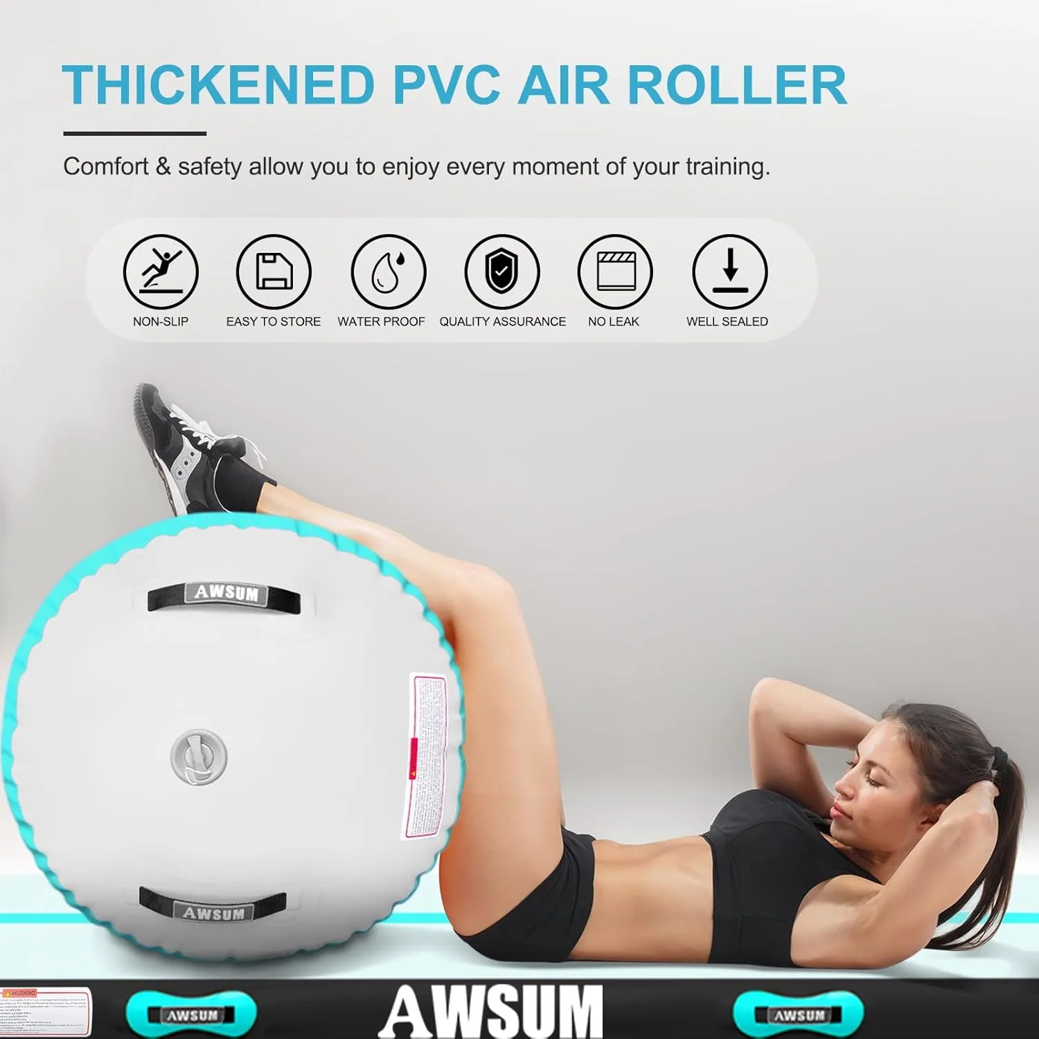 AWSUM 1 PCS Gymnastics Barrel Air Roller Inflatable Tumbling Mat Back Handspring Trainer for Octagon Mat Gym Gymnastics Equipment，No Electric Pump