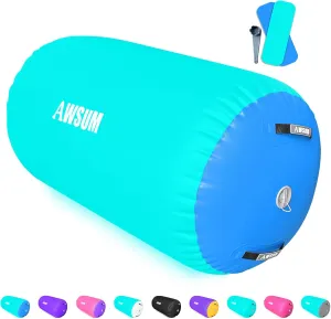 AWSUM Air Roller Gymnastics Barrel Inflatable Tumbling Mat Back Handspring Trainer for Octagon Mat Gym Home Gymnastics Equipment，No Electric Pump