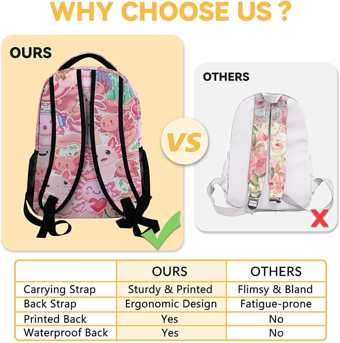 Axolotl Backpack with Lunch Box And Pencil Case, 16 Inch Axolotl Theme Bookbag with Adjustable Straps, Durable, Lightweight, Large Capacity, School Backpack for Girls Women