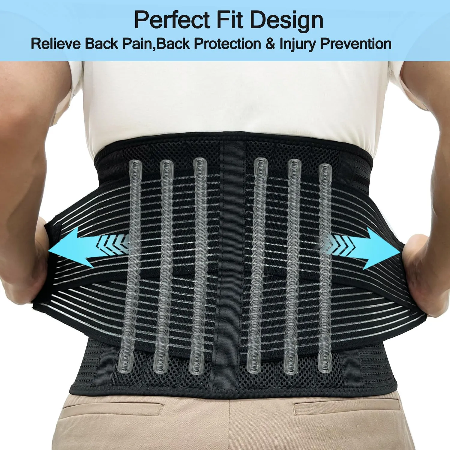 Back Brace for Women and Men, Back Support Belt for Lifting at Work, Back Stretcher for Lower back Pain Relief, Scoliosis, Sciatica,Herniated Disc,Protect Belt for Lumbar 04 Black-XXXL