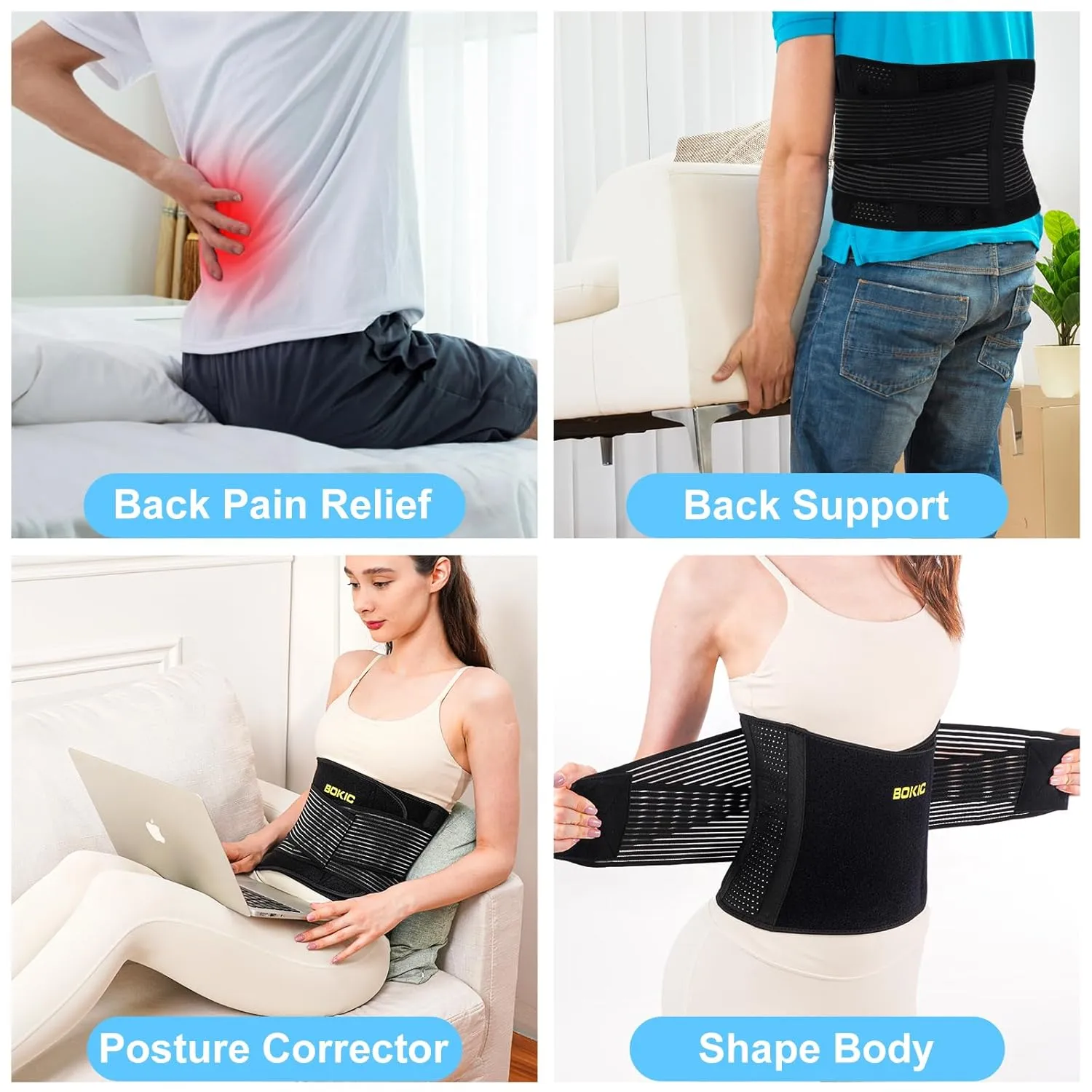 Back Brace for Women and Men, Back Support Belt for Lifting at Work, Back Stretcher for Lower back Pain Relief, Scoliosis, Sciatica,Herniated Disc,Protect Belt for Lumbar 04 Black-XXXL