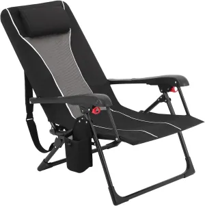 Beach Chair with Folding Design for Adults, Portable Outdoor Camping Recliner, High Back with Hard Armrest, Sun Lounger for Patio and Garden, 330lb Capacity