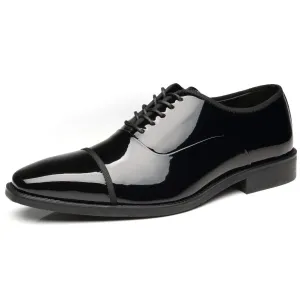 Best-sellers Shoes Business for Men Leather Shoes Patent Oxford Lace Superior-grade Faranzi Toe Wedding Cap Shoes up Tuxedo Formal