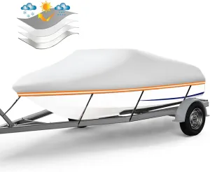 Boat Cover 17-19 ft UV-Resistant Oxford With Reflective Stripe - Fits V Hull, Tri Hull, Runabout, Fishing, and Pro-Style Bass Boats