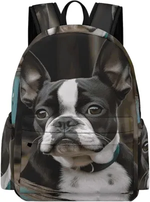 Boston Terrier Backpack Large Capacity, Durable Lightweight Bookbag Casual Laptop Backpack for Work, Travel