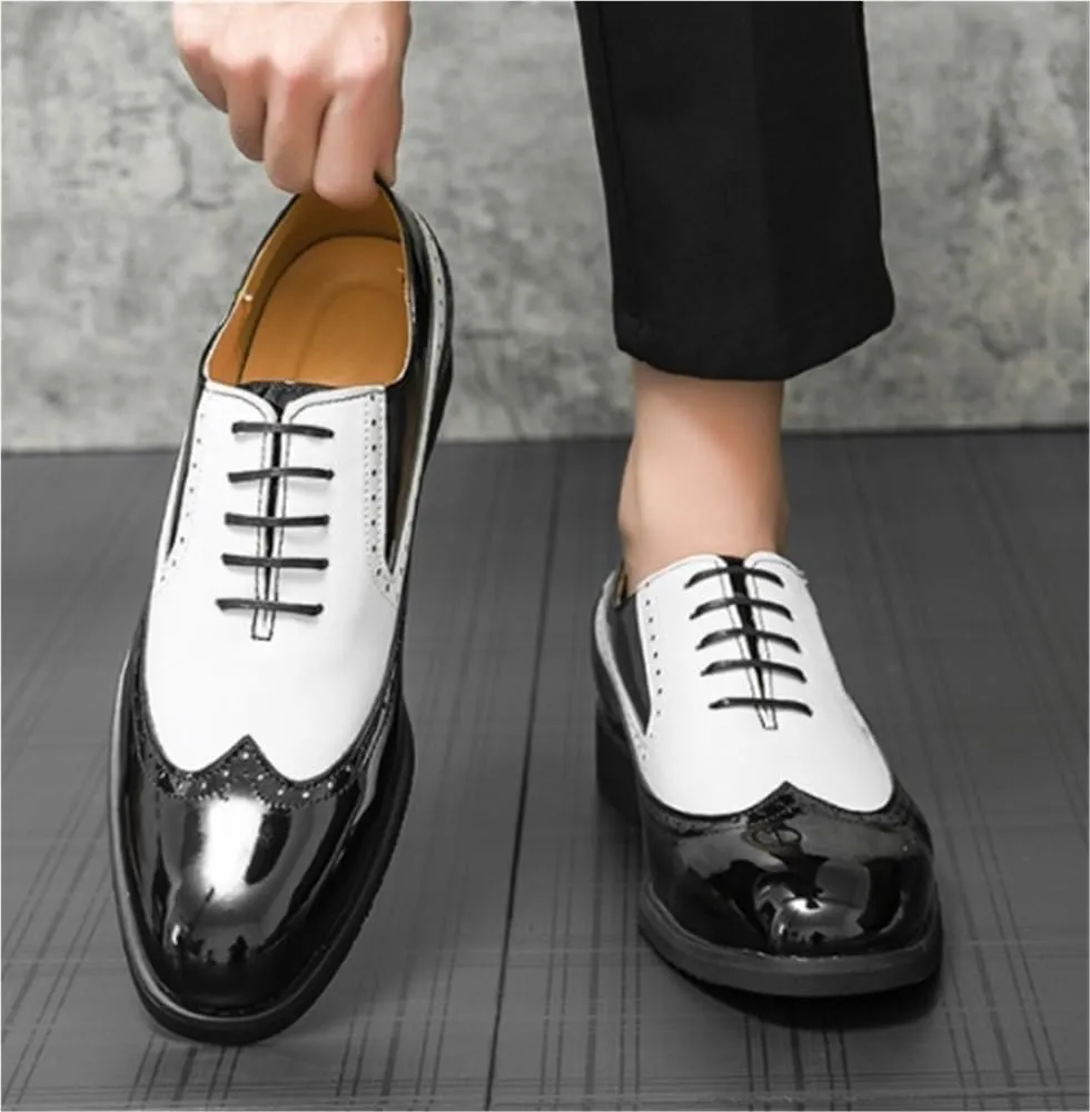 Brogue Dress Men's Leather Lace Up Business Work Soft Wedding Shoes Oxfords Comfortable Fashion Party Shoes