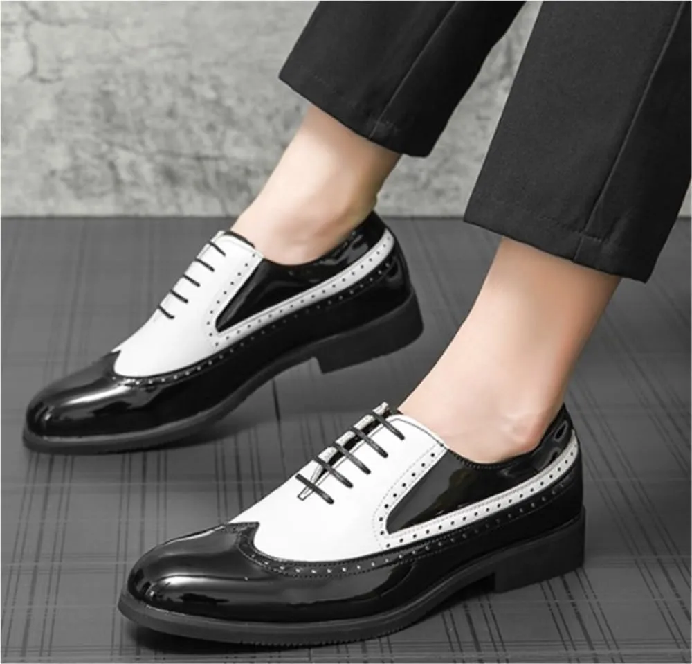 Brogue Dress Men's Leather Lace Up Business Work Soft Wedding Shoes Oxfords Comfortable Fashion Party Shoes