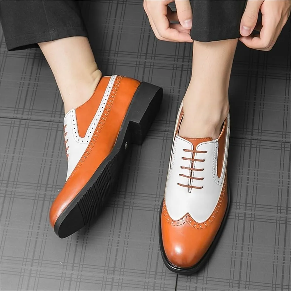 Brogue Dress Men's Leather Lace Up Business Work Soft Wedding Shoes Oxfords Comfortable Fashion Party Shoes