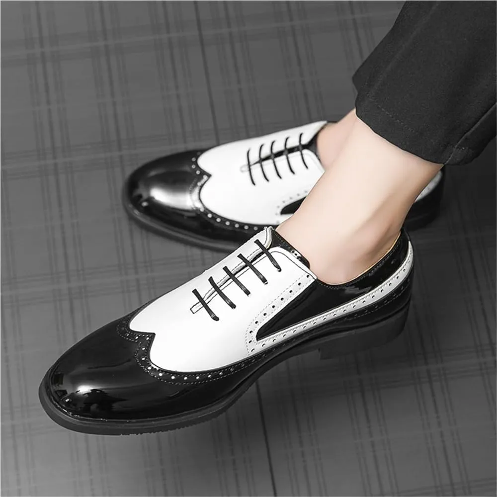 Brogue Dress Men's Leather Lace Up Business Work Soft Wedding Shoes Oxfords Comfortable Fashion Party Shoes