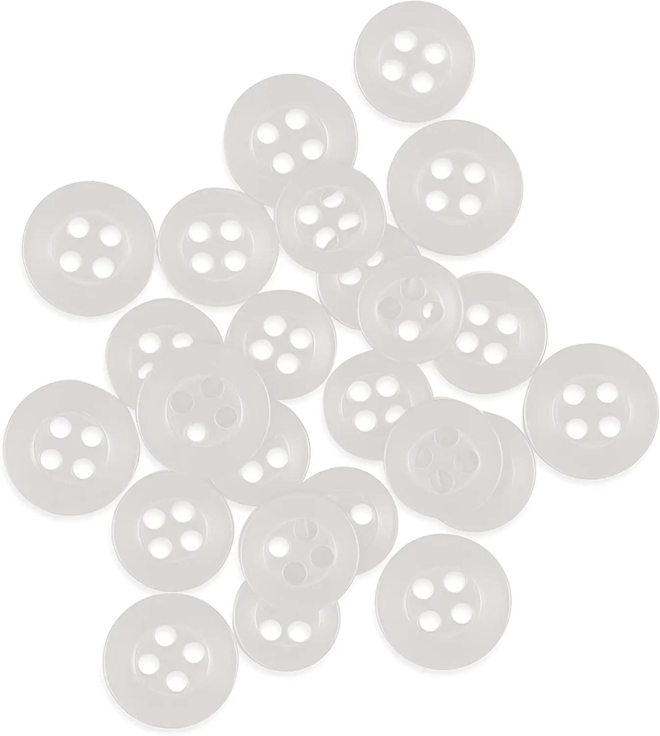 ButtonMode Standard Shirt Buttons 22pc Set Includes 8 Shirt Front Buttons (11mm or 7/16 in), 7 Sleeve Buttons (10mm or 3/8 in) & 7 Collar Buttons (9mm or Almost 3/8 in), Clear White, 22-Buttons