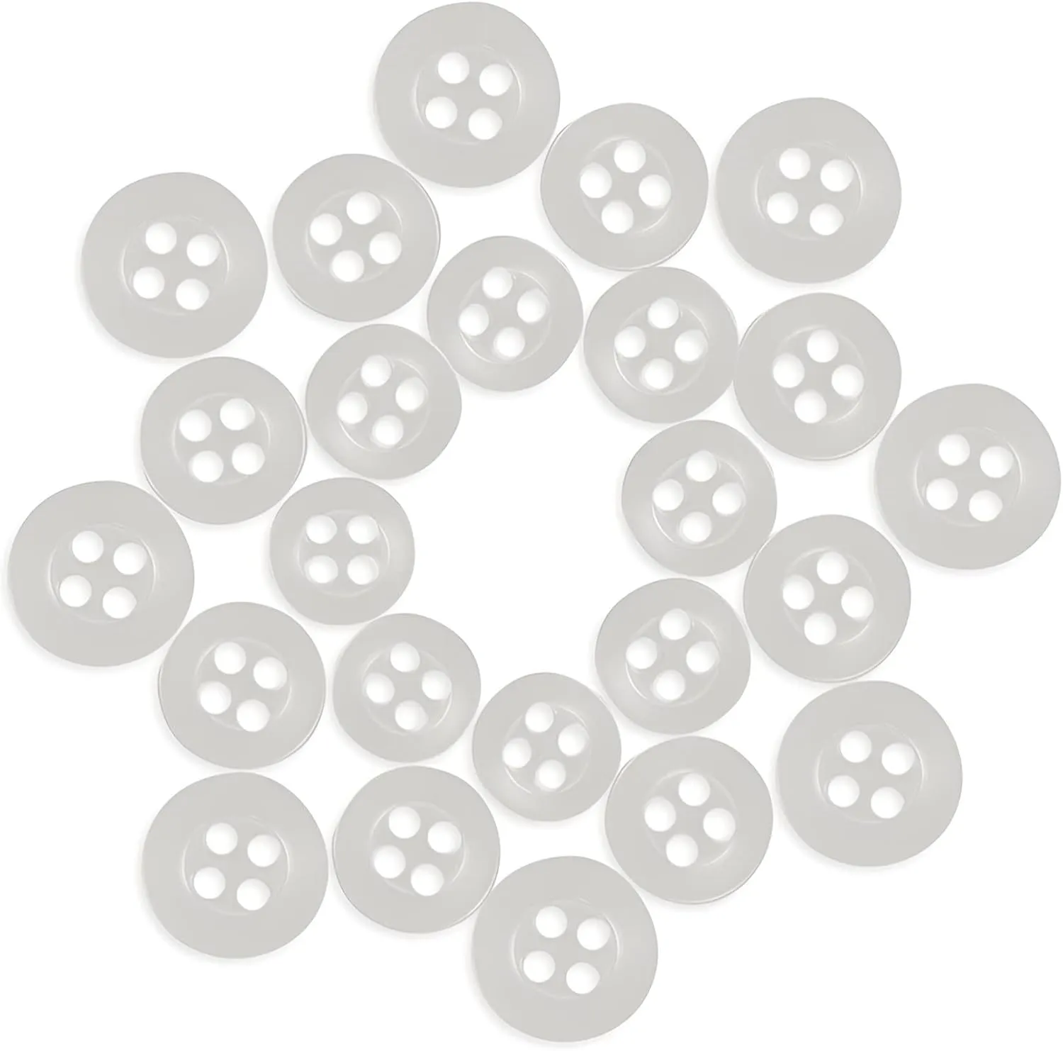 ButtonMode Standard Shirt Buttons 22pc Set Includes 8 Shirt Front Buttons (11mm or 7/16 in), 7 Sleeve Buttons (10mm or 3/8 in) & 7 Collar Buttons (9mm or Almost 3/8 in), Clear White, 22-Buttons