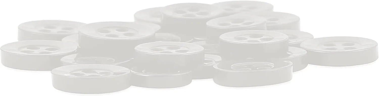 ButtonMode Standard Shirt Buttons 22pc Set Includes 8 Shirt Front Buttons (11mm or 7/16 in), 7 Sleeve Buttons (10mm or 3/8 in) & 7 Collar Buttons (9mm or Almost 3/8 in), Clear White, 22-Buttons