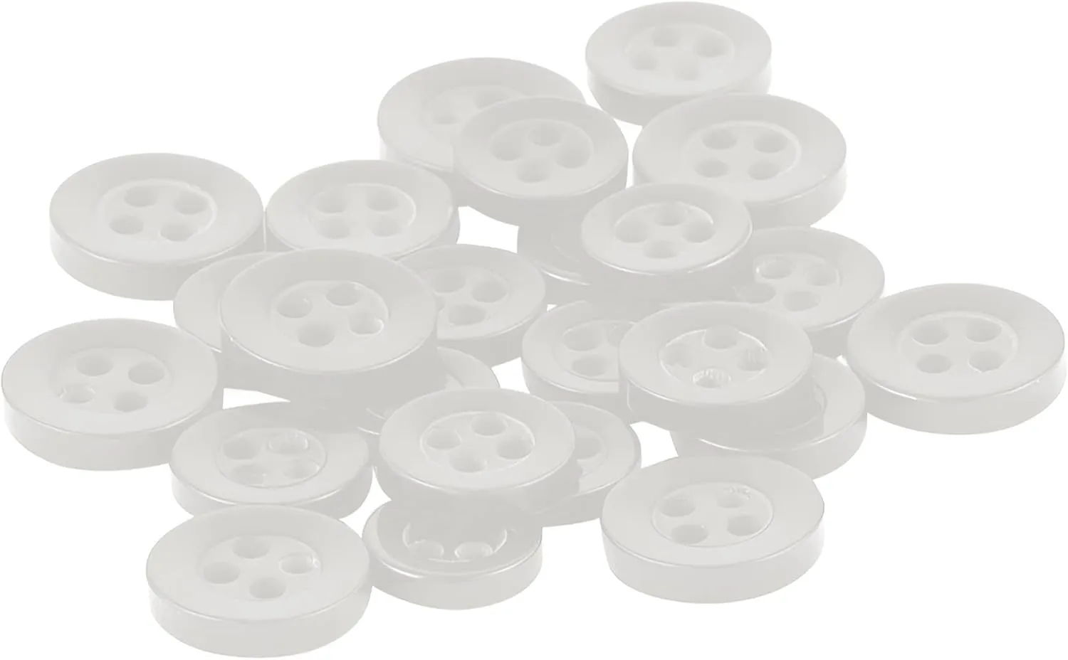 ButtonMode Standard Shirt Buttons 22pc Set Includes 8 Shirt Front Buttons (11mm or 7/16 in), 7 Sleeve Buttons (10mm or 3/8 in) & 7 Collar Buttons (9mm or Almost 3/8 in), Clear White, 22-Buttons