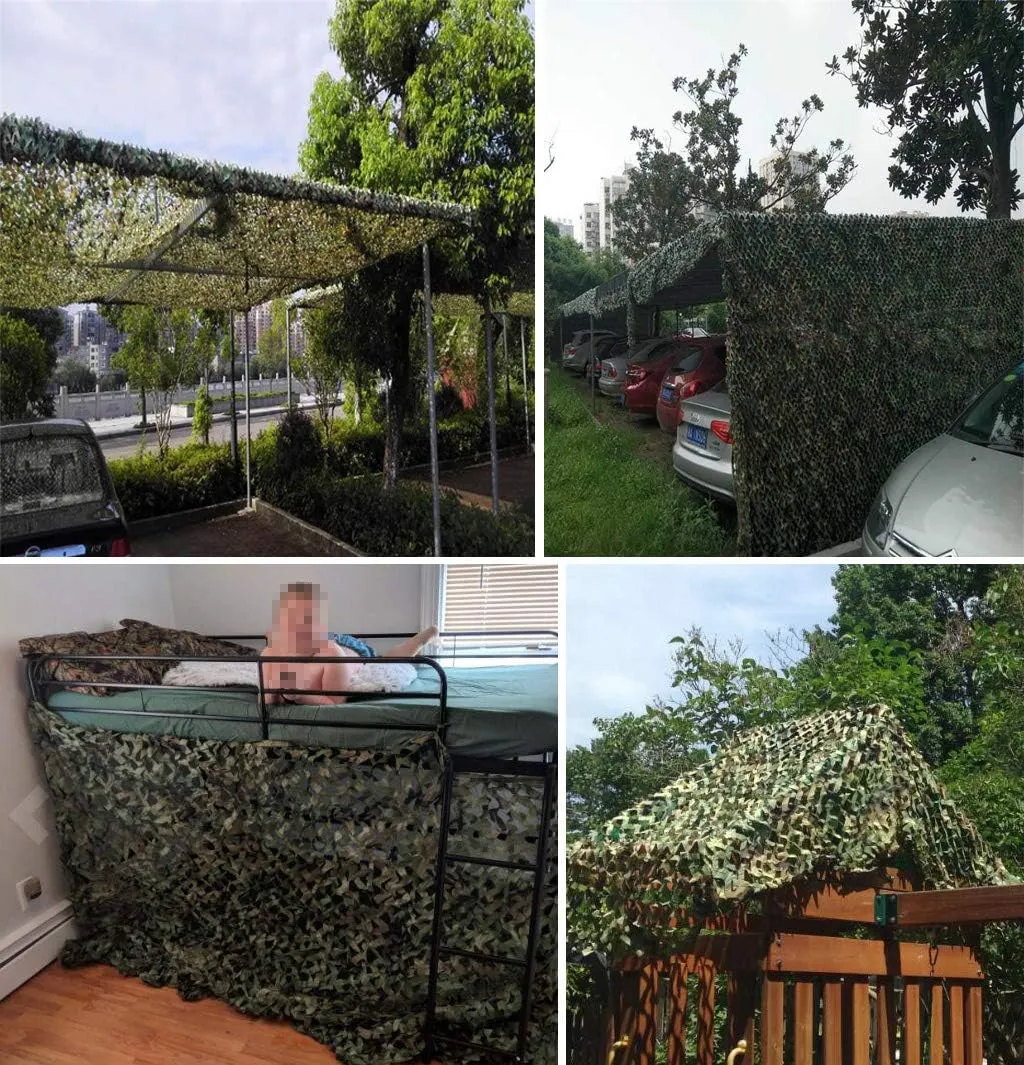 Camo Netting Woodland Oxford Fabric Sunscreen Nets Camping Military Hunting Shooting Camouflage Net Theme Party Decorations Car Sunshading Cover