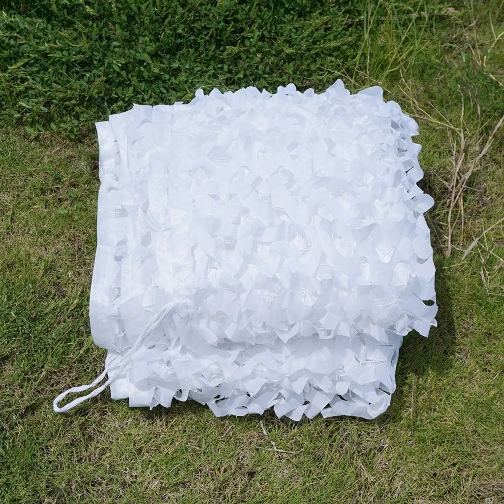 Camouflage Netting, UV Resistant Shade Camo Netting Blinds Outdoor Jungle Camping Military Hunting Shooting Army Mesh Nets Lightweight Durable Sunscreen Nets - White