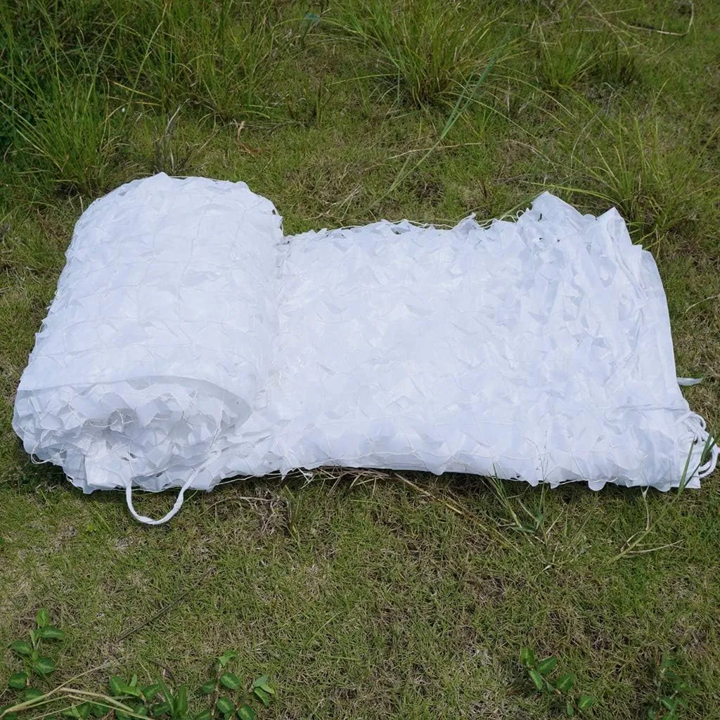 Camouflage Netting, UV Resistant Shade Camo Netting Blinds Outdoor Jungle Camping Military Hunting Shooting Army Mesh Nets Lightweight Durable Sunscreen Nets - White