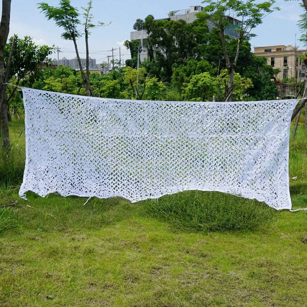 Camouflage Netting, UV Resistant Shade Camo Netting Blinds Outdoor Jungle Camping Military Hunting Shooting Army Mesh Nets Lightweight Durable Sunscreen Nets - White