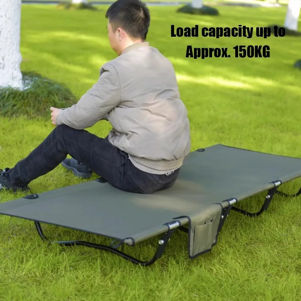 Camping Cot, Cots for Sleeping Camping Bed Folding Cot 150kg(Max Load) Double Layer Oxford Heavy Duty with Carry Bag(Black)