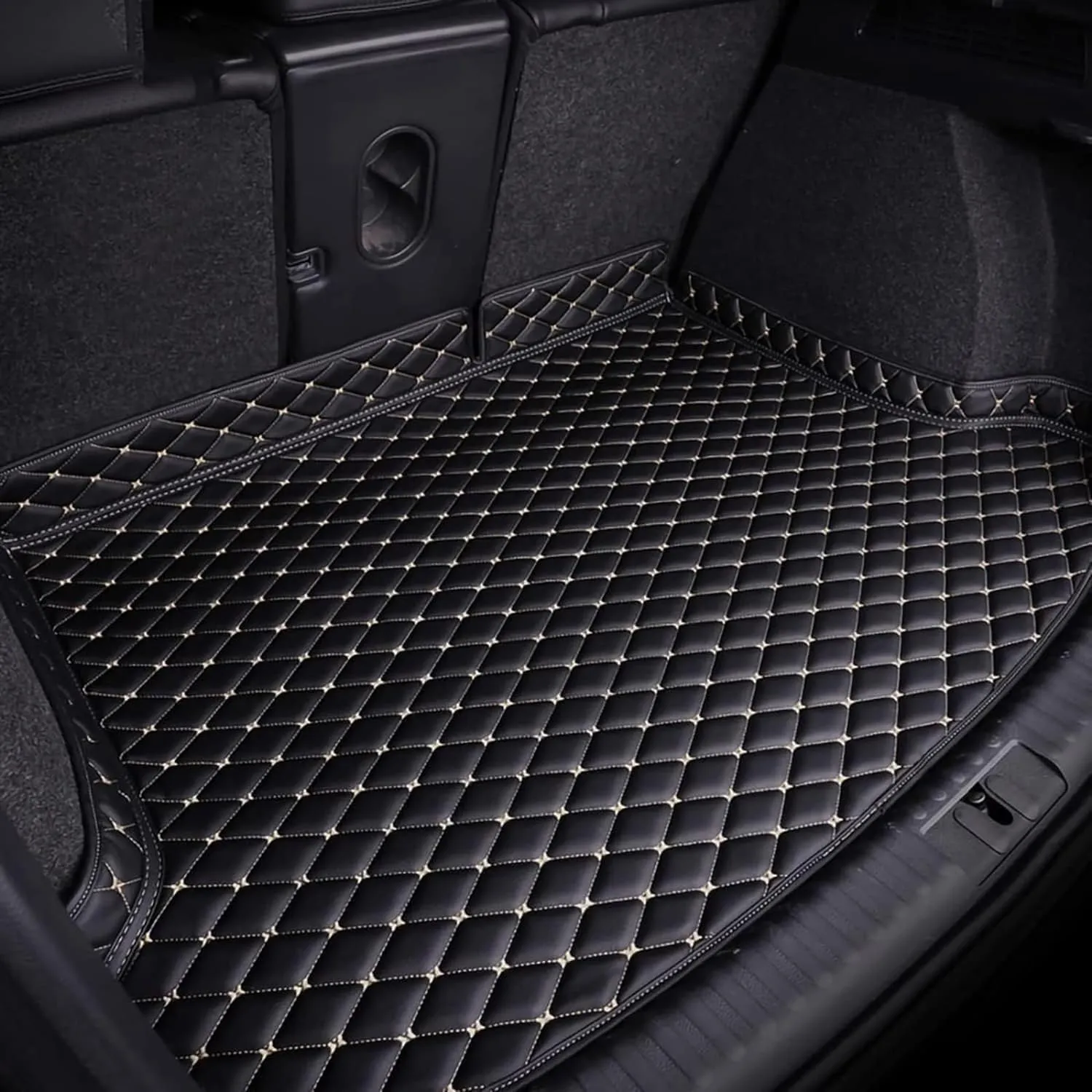 Car Leather Boot Mats for Mitsubishi Mirage 2012-2022, All-Weather Boot Liner Waterproof Non-Slip Cargo Carpet Protective Mat,F
