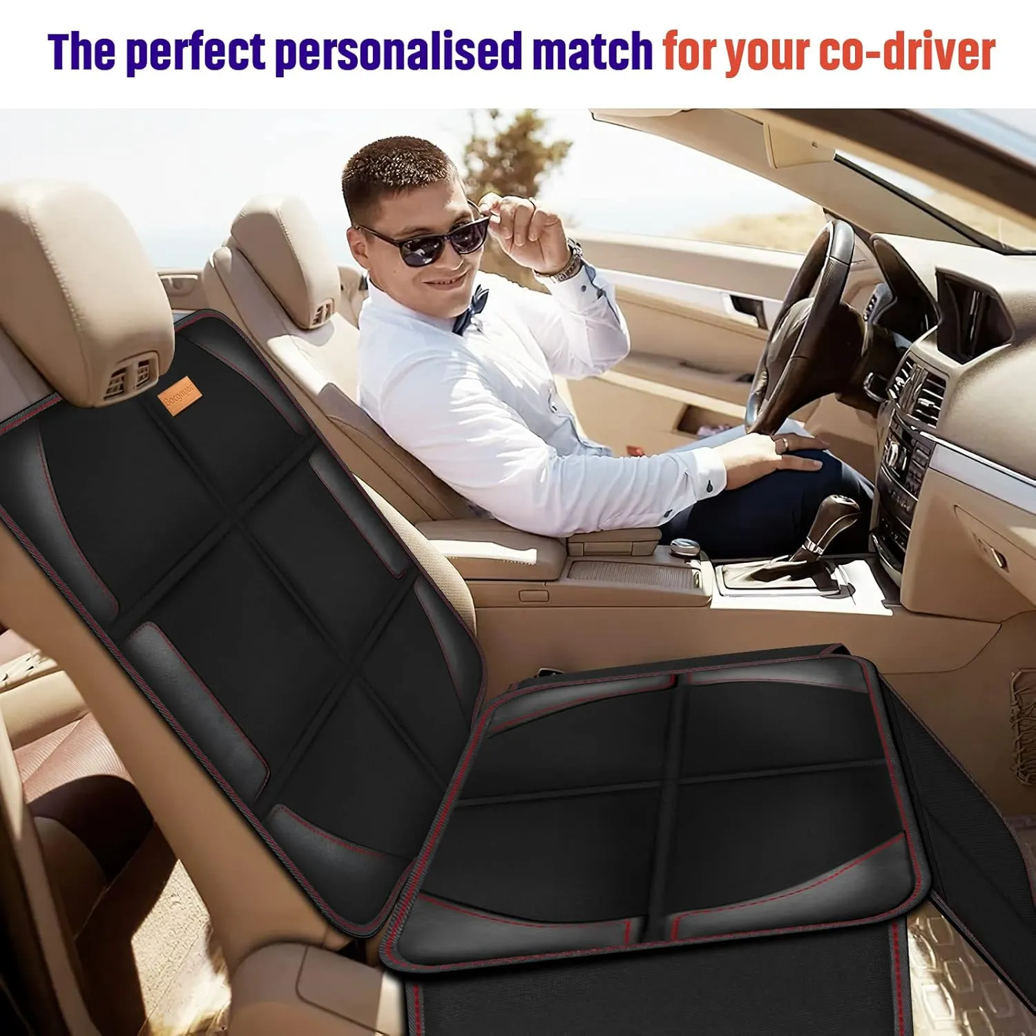 Car Seat Protector, 2 Pack of Seat Protectors, Thickest Padded 600D Fabric Padding, Waterproof, Durable, Anti Slip Backing, Child Seat Protection, Suitable for Babies, Toddlers, Children（Black 2）