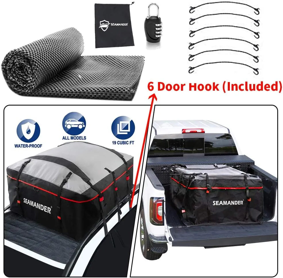 Car Waterproof Rainproof Dustproof Travel Bag Fit for Cars SUVs Vans and Pickup Trucks Cargo Storage Carrier (Red, 19 Cubic)