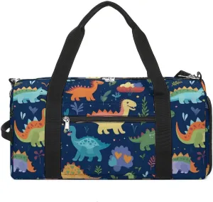 Cartoon Dinosaur Sports Gym Bag for Men Women Travel Duffel Bag with Shoulder Strap