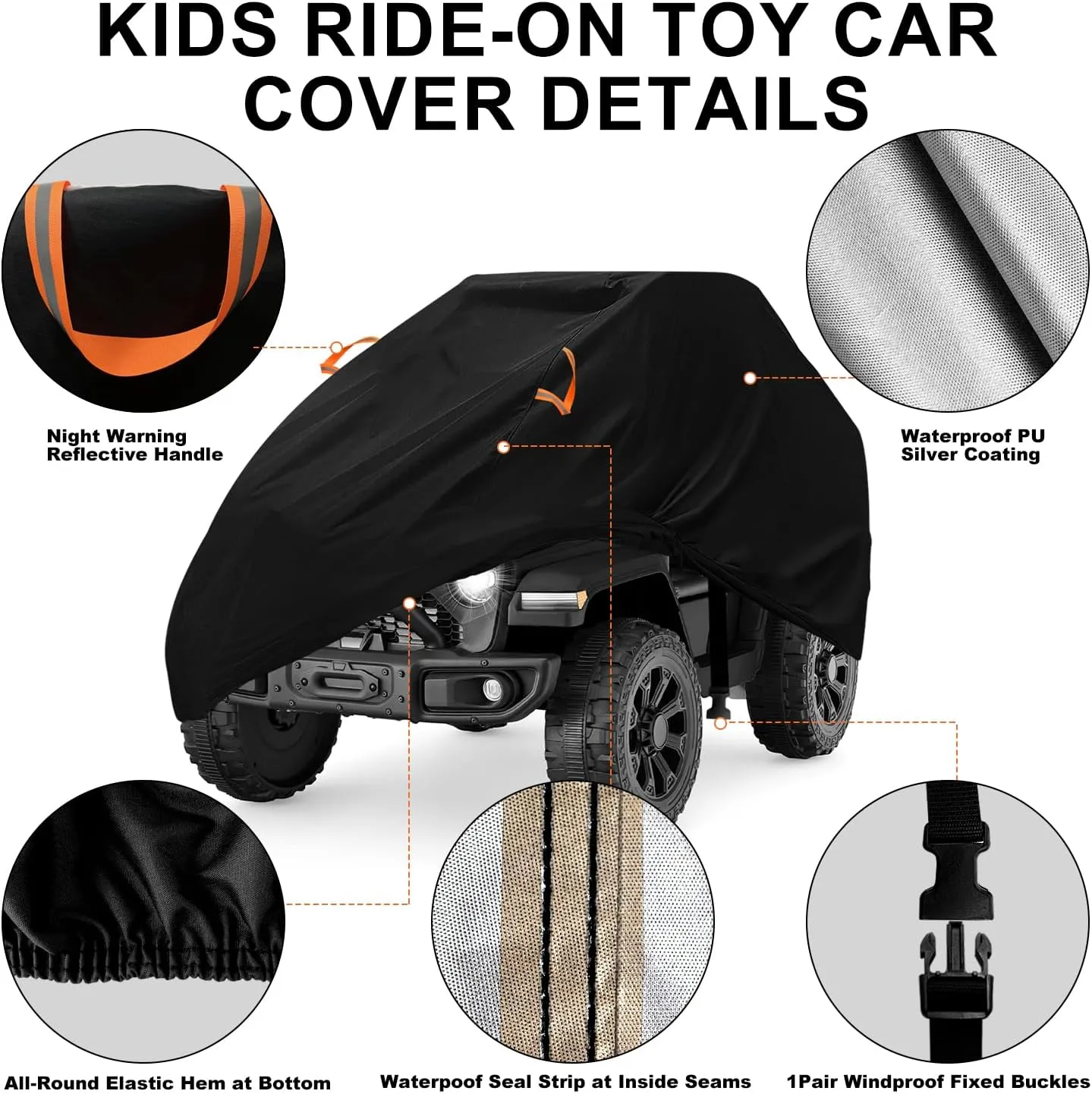 ClawsCover Kids Ride-On Toy Car Covers Waterproof, Universal Fit for Power Wheels Battery Boys Girls Toddler Electric Powered Vehicle,All-Weather Fadeproof Tearproof,Indoor Outdoor Use,Large