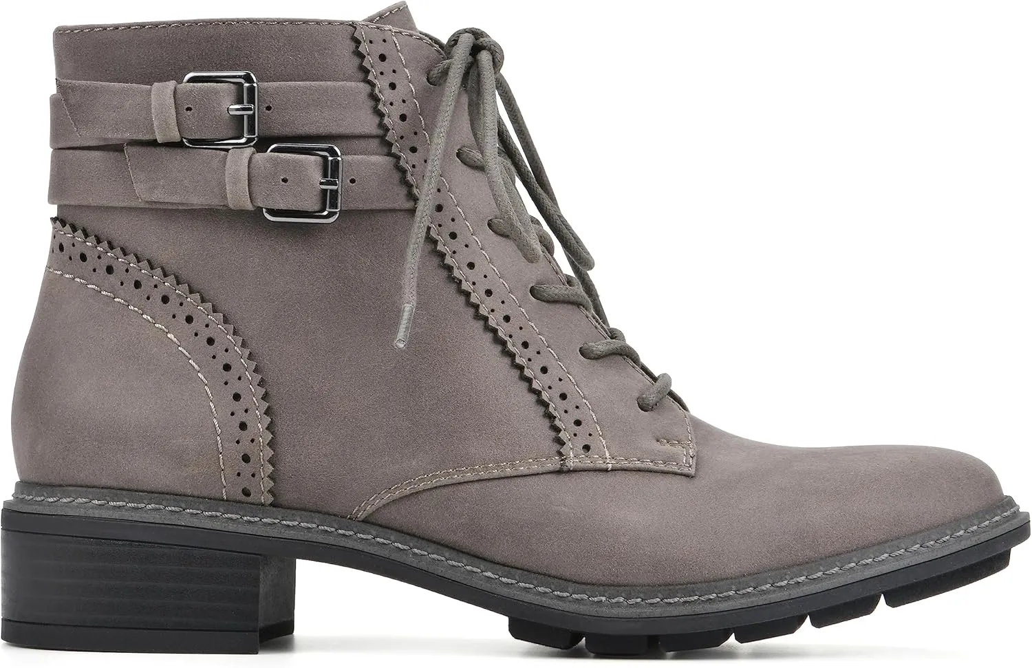 CLIFFS BY WHITE MOUNTAIN Women's Shoes Elibeth Stacked Heel Lace-Up Ankle Bootie