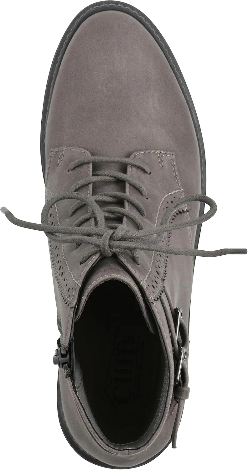 CLIFFS BY WHITE MOUNTAIN Women's Shoes Elibeth Stacked Heel Lace-Up Ankle Bootie
