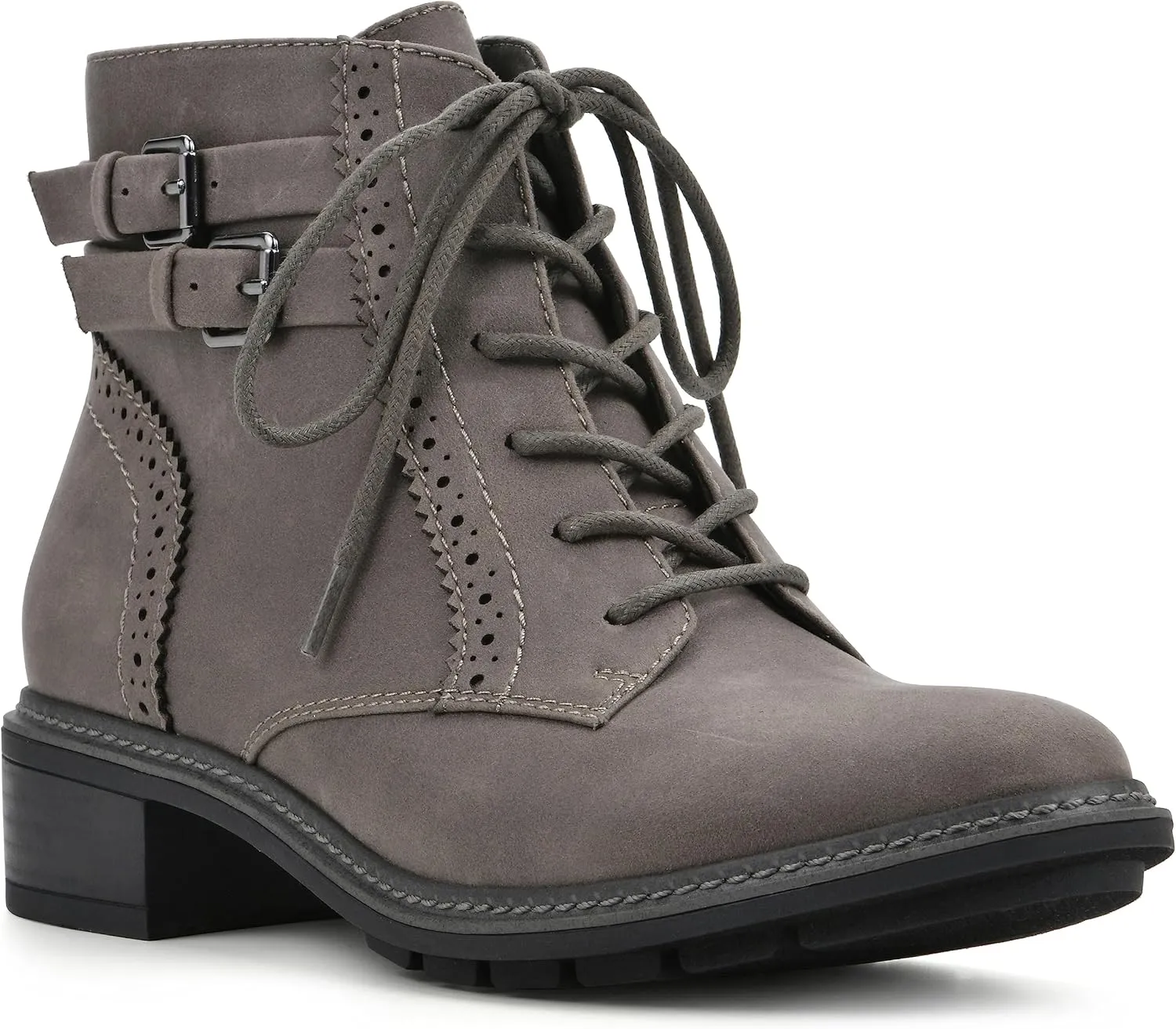 CLIFFS BY WHITE MOUNTAIN Women's Shoes Elibeth Stacked Heel Lace-Up Ankle Bootie