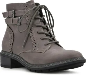 CLIFFS BY WHITE MOUNTAIN Women's Shoes Elibeth Stacked Heel Lace-Up Ankle Bootie