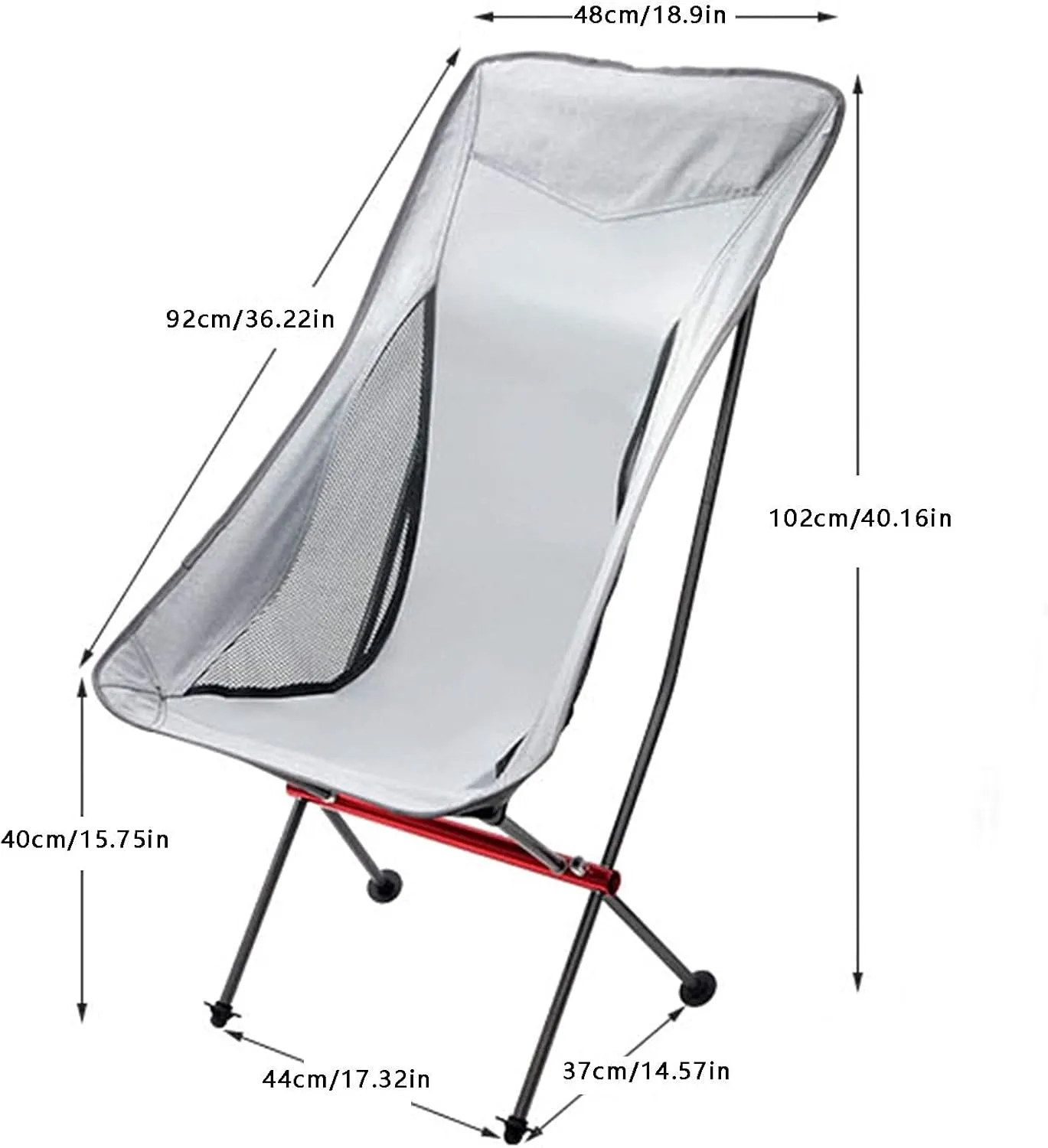 Compactniture Outdoor Folding Chair Portable Ultra-Light Aluminum Stool Camping Beach Barbecue Moon Chair Tourism and Leisure Fishing Chair Occupies Little Space,Gray, Black