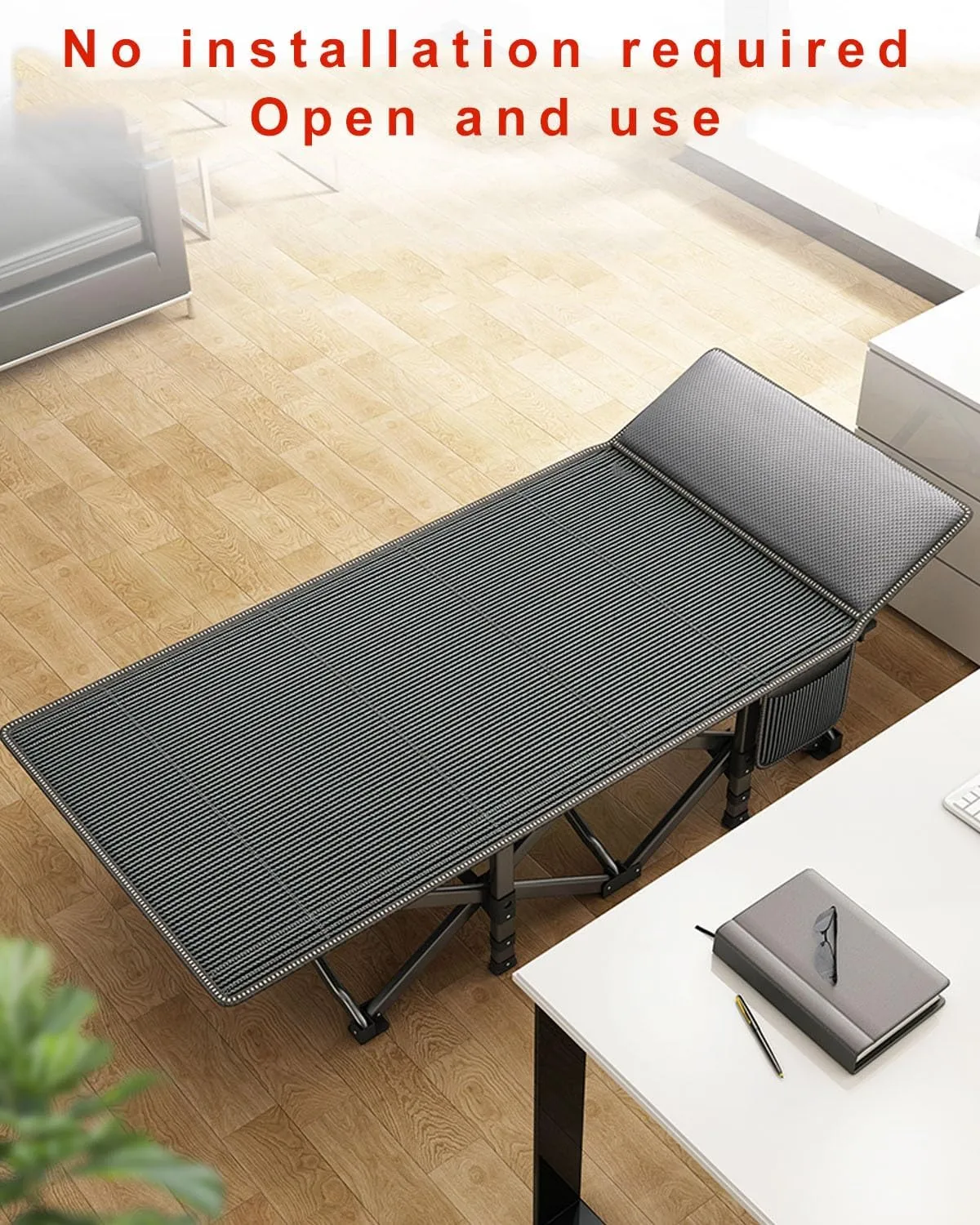 Convenient Folding Camping Cot, Sleeping Cots Bed, Heavy Duty Guest Bed with Side Pockets, 10S Folding, Folding Bed for Camping, Pool, Beach, Patio