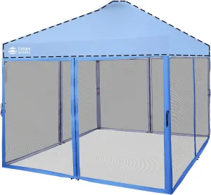 CROWN SHADES Gazebo Mosquito Net for 10 x 10 Pop Up Canopy - Patio Gazebo Mesh Sidewall with Zipper for Outdoor Tent, Garden and Backyard (4 Packs, Blue