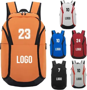 Custom Basketball Backpack for Mens,Personalized Sports Bag with Ball Compartment, Durable Waterproof Gym Backpack, Travel, and Outdoor Activities (Orange)