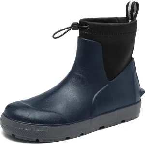 Deck Boots For Men Anti-Slip, Waterproof Ankle Rain Boots, Rubber Outdoor Fishing Footwear, Chelsea Garden Work Water Shoes, Size 6.5-12