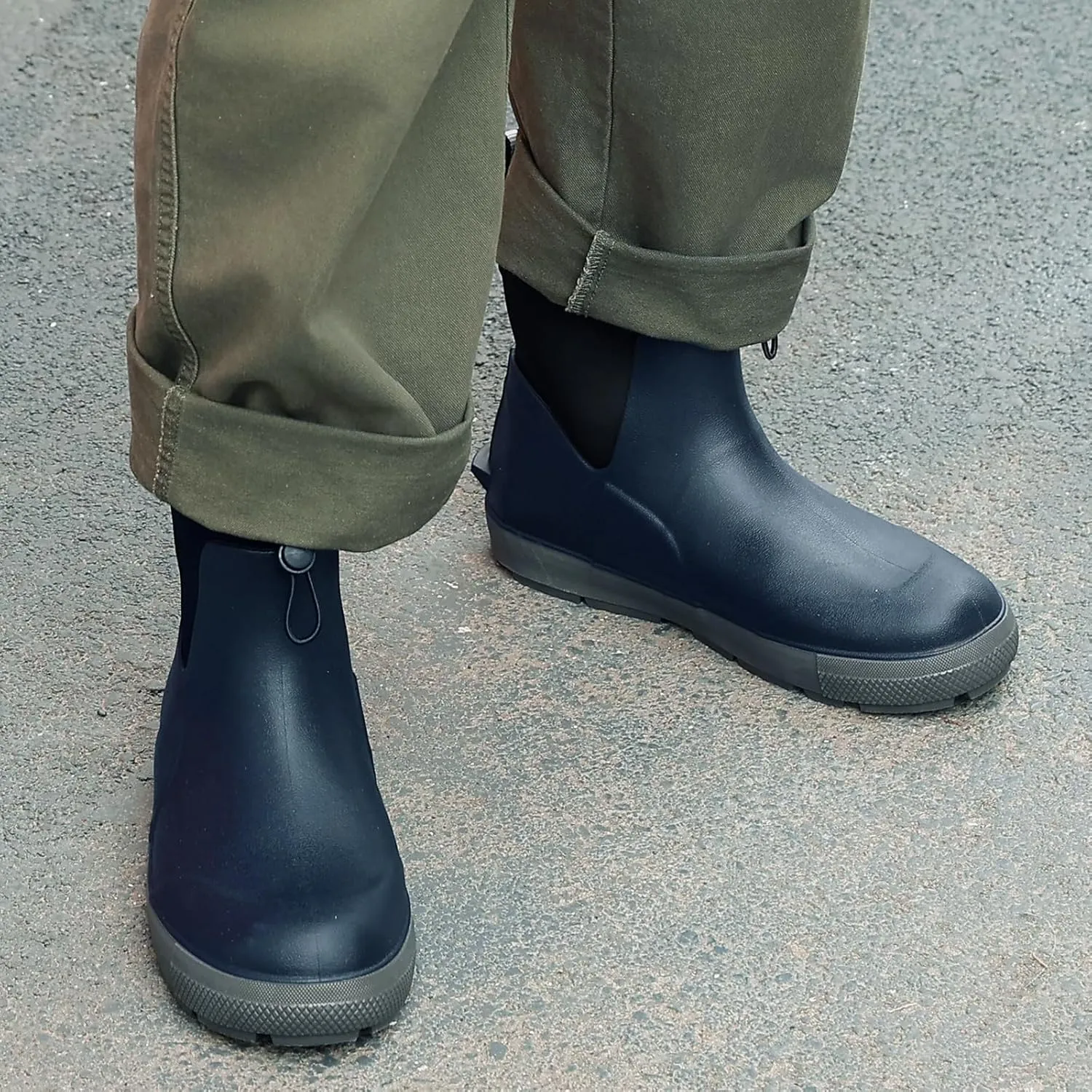 Deck Boots For Men Anti-Slip, Waterproof Ankle Rain Boots, Rubber Outdoor Fishing Footwear, Chelsea Garden Work Water Shoes, Size 6.5-12