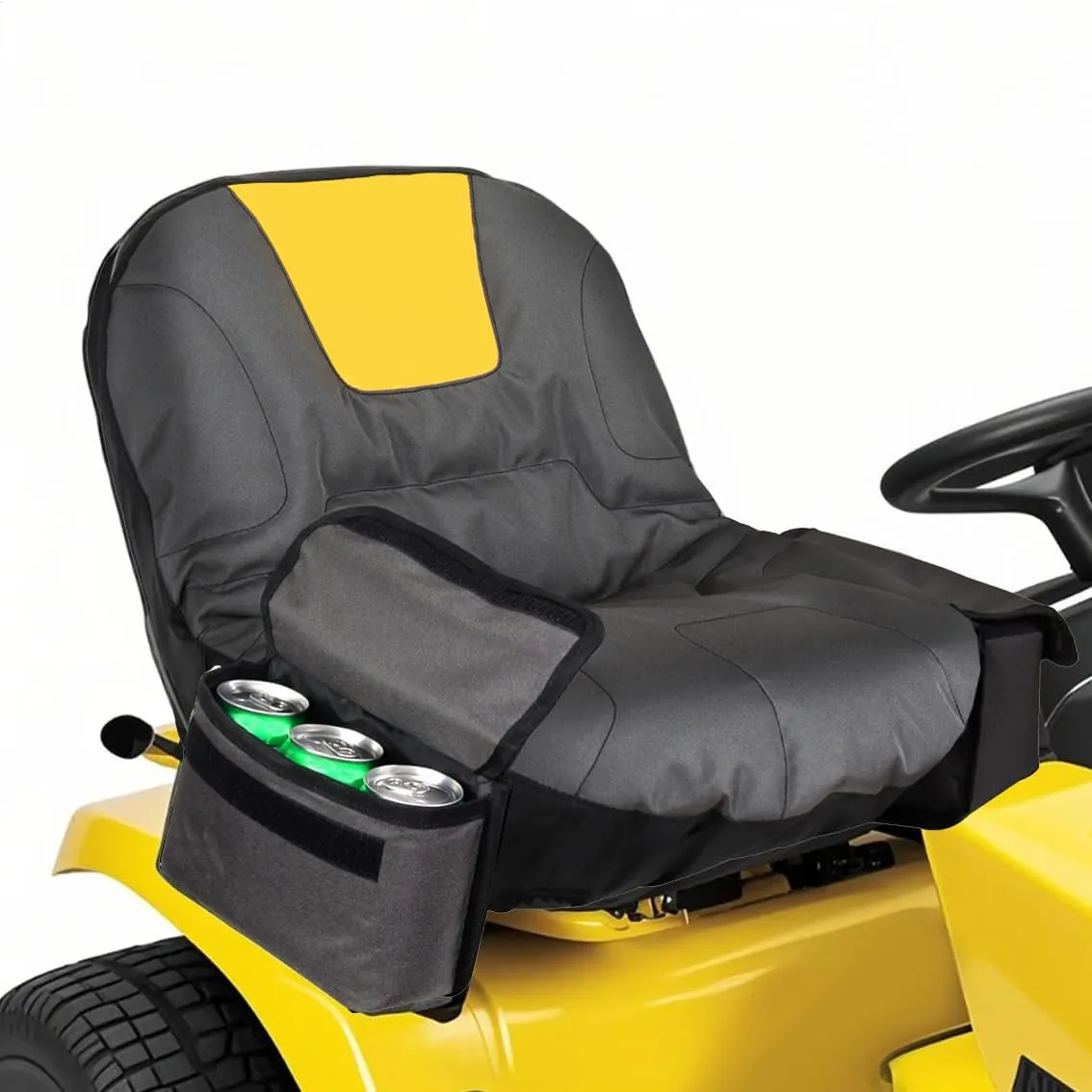 Deluxe Tractor Seat Cover for Cub Cadet,Riding Lawn Mower Seat Cover Compatible with Husqvarna,for John Deere,with Drink Pouch (Medium)
